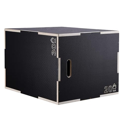 VEVOR 3 in 1 Plyometric Jump Box, Easy-to-Assemble Wood Plyo Box for Jumping Trainers, Home Gym Training and Conditioning - style: 30"x24"x20"