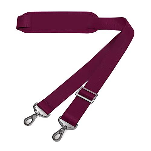MOSISO 56 inch Shoulder Strap, Adjustable Thick Soft Universal Replacement Non-Slip Fit Padded with Metal Swivel Hooks for Laptop Shoulder Bag/Laptop Messenger Bag/Crossbody Bag, Wine Red - color: Wine Red