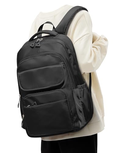 School Backpack for Women Men, Water Resistant Backpacks for Girls 15.6 Laptop Multifunction Casual Daypack, Basic College Backpack School Bookbag Mochilas Escolares para Niñas, Black - color: B-black
