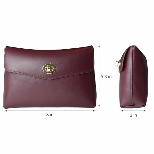 Cosmetic Bag Travel Makeup Pouch Travel Organizer, Zipper Pouch Bags for Women Vegan Leather (No Text, Red) - color: Red