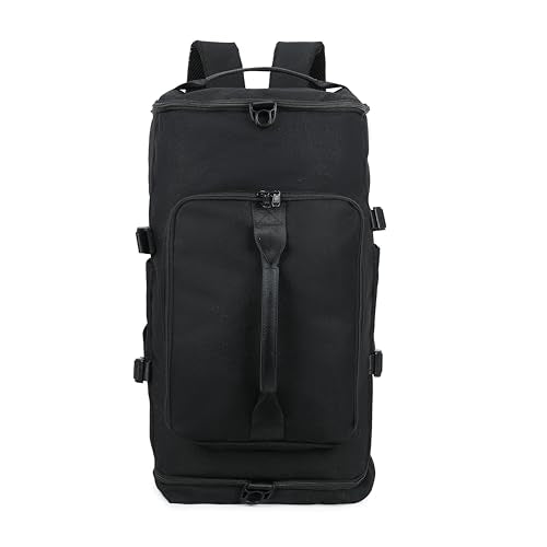 Gym Duffle Bag Backpack for Men Women with Shoes Compartment Waterproof Large Travel Duffle Bag Weekender Overnight Bag with Wet Pocket (005-Black)