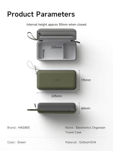 Hagibis Electronics Organizer Travel Case Cable Organizer Bag Pouch Portable Waterproof Carry Case for Cable, Charger,Power Bank, SD Card, Mouse, USB Flash Disk (DPB02 Green)