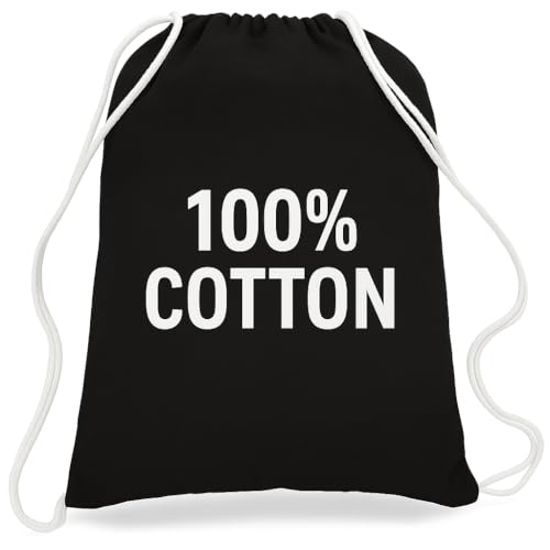 Black Cotton Drawstring Bag – 100% Cotton Reusable Sackpack, Lightweight Drawstring Backpack for Gym, Travel, School, Shopping & Daily Use, Eco-Friendly Tote Bag
