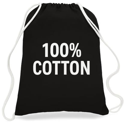 Black Cotton Drawstring Bag – 100% Cotton Reusable Sackpack, Lightweight Drawstring Backpack for Gym, Travel, School, Shopping & Daily Use, Eco-Friendly Tote Bag