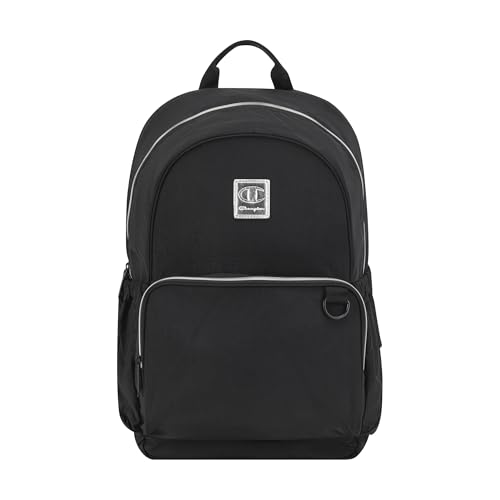 Champion Venice Laptop Backpack in Crinkle Nylon with Padded Adjustable Straps, Water Bottle Pocket for Work, Travel, Commute, Black, One Size - color: Black