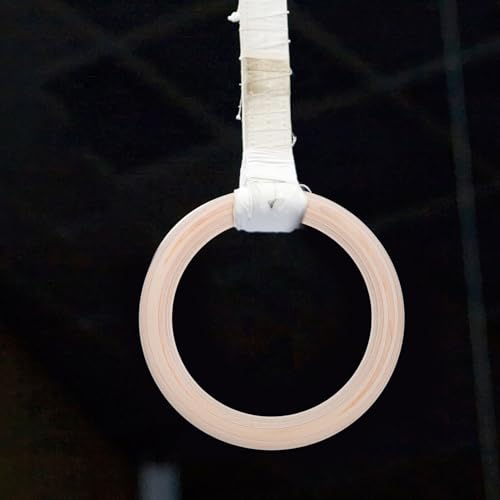 DECHOUS Wood Gymnastic Rings Set 2pcs – 28mm Birch Wood Pull-up Rings for Full Body Strength Training, Home Fitness and Calisthenics Exercise Equipment for Men and Adults