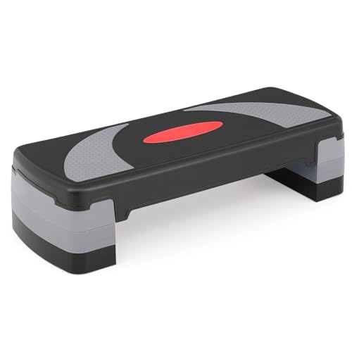 MADOG Aerobics Stepper Platform with 4/6/8 inch Height Stackable Risers - color: Black/Gray, size: 31-Inch