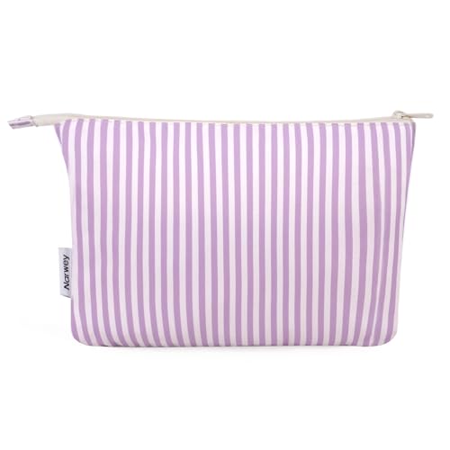 Narwey Small Striped Makeup Bag for Purse Travel Makeup Pouch Cosmetic Bag Zipper Pouch Bags for Women (Purple Stripe) - color: AC-Purple Stripe