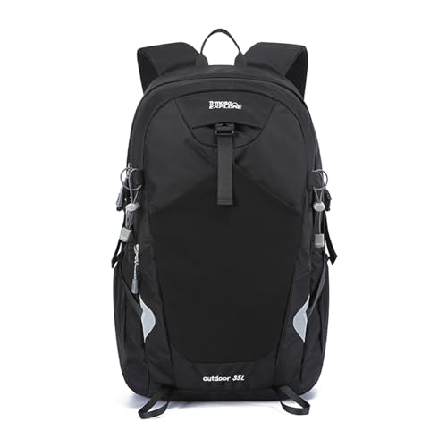 35L Hiking Backpack Waterproof Rucksack Large Lightweight Daypack with Reflective Strip Durable Nylon Backpack for Women Men Camping Climbing Travel Outdoor Sports Black - color: Black