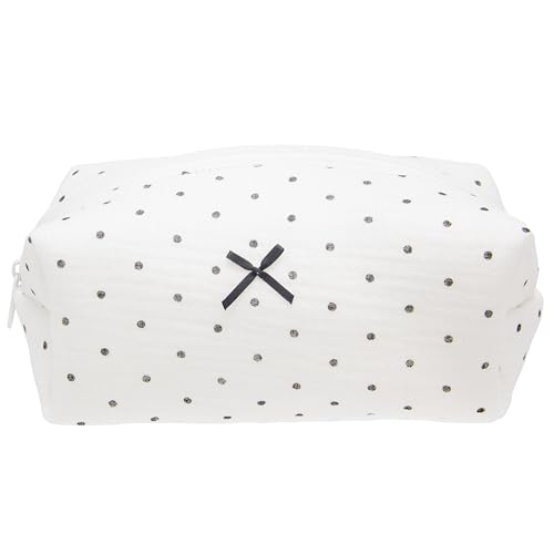 PAZIMIIK Cozy Makeup Bag for Women,Zipper Cosmetic Pouch,Gauze Polka Dot - color: Gauze Polka Dot