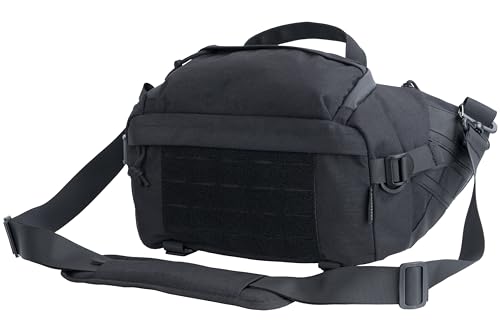 Tactical Sling Backpack Crossbody EDC Pack MOLLE Satchel Bag for Travel, Work, Camping and Hiking 8Liter - color: Black