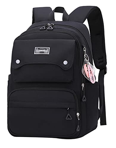 JiaYou Teen Girls Casual Backpack High Middle School Daypack Women Daily Travel Laptop Bag (1# Black, 26 Liters) - color: 1# Black