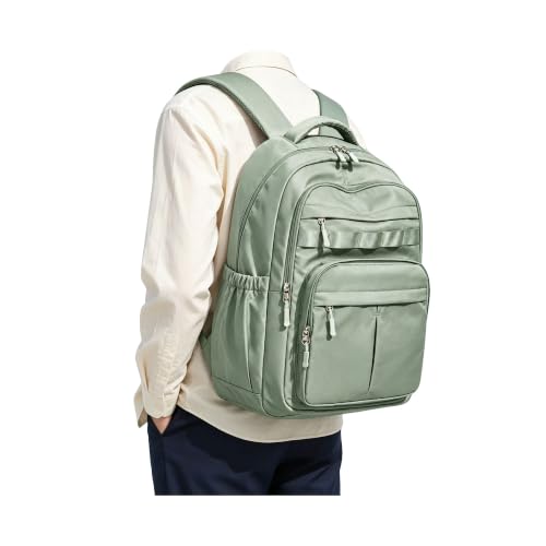BJLFS Green Cute School Backpack with Laptop Compartment Small Travel Laptop Backpack for Women Men Waterproof College Backpack Simple School Bag for Teens Girls Boys - color: A2-green