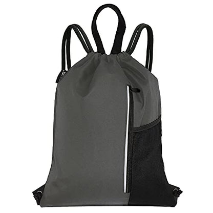 HOLYLUCK Drawstring Backpack Gym Bag For Men Women, String Beach Swim Sports Backpack - color: Dark Grey, style: Standard Drawstring