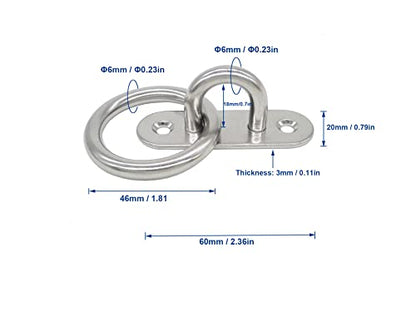 Stainless Steel Ceiling Hooks & Wall Hangers with Rings - Heavy Duty M6 Screw Mount, Rust-Proof Anchor Straps for Garage, Outdoor, Storage (4-Pack) - size: M6 With Ring