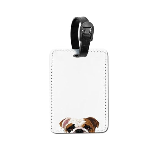 WIRESTER PU Leather Luggage Tag Name Tag Bag Tag for Travel Suitcase Baggage Luggage - English Bulldog - color: English Bulldog