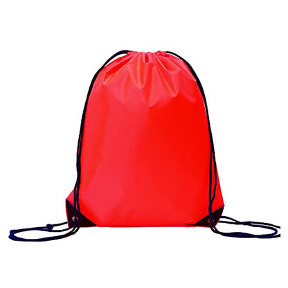 Bulk Drawstring Bags, Polyester Draw String Bags, Gym Sports Cinch Bag Drawstring Backpack for Women Men - color: Red