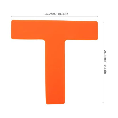 4pcs T-Shaped Soccer Training Floor Markers, Replaceable Flat Court Position Pads for Football Practice and Sports Agility Training, Orange Non-Slip Ground Spot Markers for Outdoor