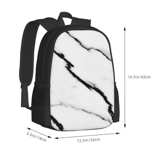 Lightweight Polyester Daypack White Marble Print, Anti Theft Large Capacity Travel Hiking Backpack Unisex Carry On Bag for Outdoor Commute Business Use - color: Design (541)