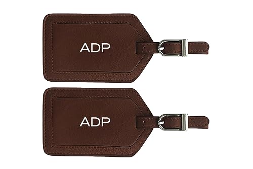 Personalized Monogrammed Leather Luggage Tags - 2 Pack - color: Toffee