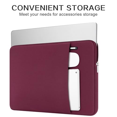 RAINYEAR 13 Inch Laptop Sleeve Compatible with 13.3" MacBook Air/Pro M1 M2 M3 M4 M5 A3449 A3240 A3113 A2681 A2338 Case Cover Bag with Front Pocket Accessories Pouch (Red) - color: Red, size: 13"