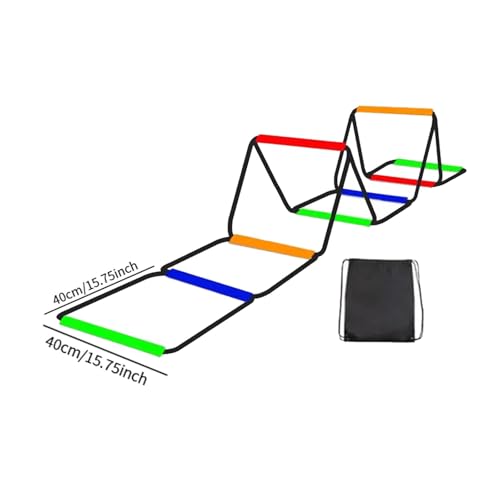 Agility Ladder Speed Ladder Footwork Ladder Workout Ladder Carbon Steel Construction Foldable Design Suitable for Athletic Training Coaches Athletes - size: 8 Grids With Bag