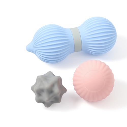 Silicone 3-Piece Massage Ball Set - Peanut, Textured and Spiky Lacrosse Balls to Relieve Tension,Muscle Knots & Plantar Fasciitis with Deep Tissue Release for Foot,Back,Hip,Arm & Legs - style: Peanut Silicone Massage Ball Set