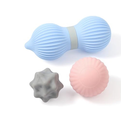 Silicone 3-Piece Massage Ball Set - Peanut, Textured and Spiky Lacrosse Balls to Relieve Tension,Muscle Knots & Plantar Fasciitis with Deep Tissue Release for Foot,Back,Hip,Arm & Legs - style: Peanut Silicone Massage Ball Set