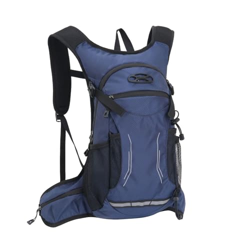 Keenso Outdoor Hiking Backpack Breathable Water Bladder Backpack 47x59x12cm Versatile Storage Multi Activity Hydration Pack for Camping Hiking Riding Adults - color: Dark Blue