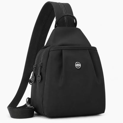 Sling Backpack for Women, Water-Resistant Crossbody Chest Bag for Travel, Work, Gym, Students & Daily Use - color: Samurai Black