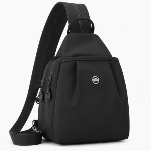 Sling Backpack for Women, Water-Resistant Crossbody Chest Bag for Travel, Work, Gym, Students & Daily Use - color: Samurai Black
