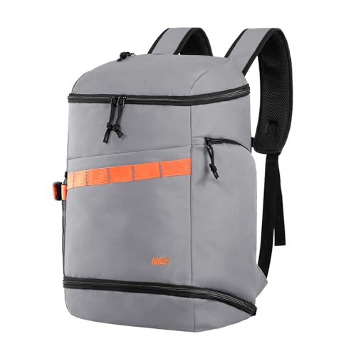 MIER Gym Backpack for Men and Women, 35L Basketball Backpack with Shoe Compartment & Wet Pocket, Waterproof Sports Bag for Travel and Workout - color: Grey