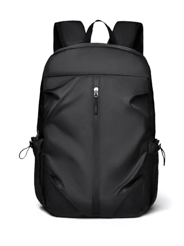 Lightweight Water Resistant Backpack Casual Daypack with Side Pockets for Travel Work Hiking for Men Women(black) - color: Black