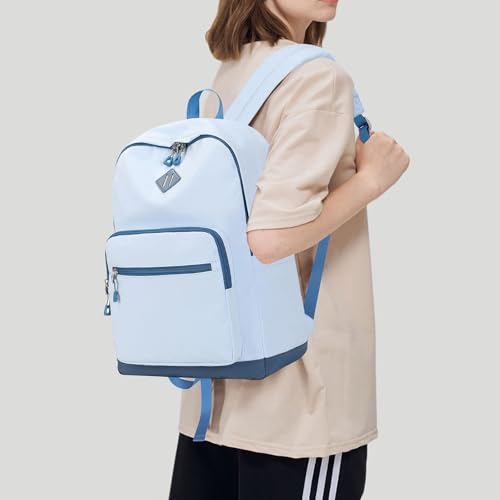 Lohol Classic Backpack for Girls Boys Teens, Lightweight Bookbag for School Travel College, 12.2 * 5.7 * 17.3 Inches (Blue/Blue) - color: Blue/Blue