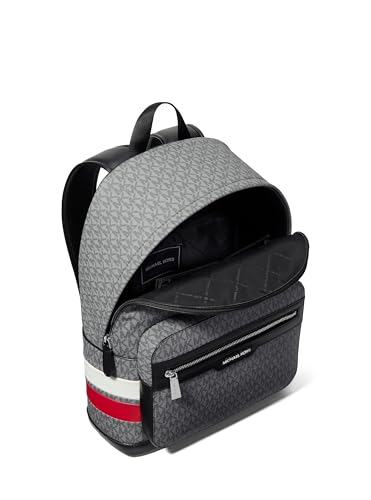 Michael Kors Malone Backpack, Silver-Tone Hardware/Crimson Signature Stripe - color: Silver-tone Hardware/Crimson Signature Stripe