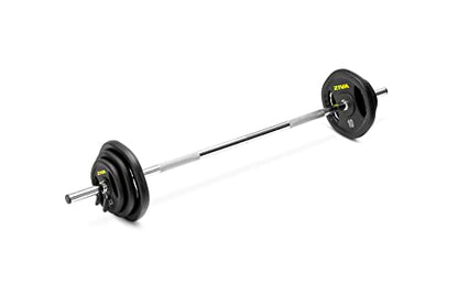 ZIVA 35lb Studio Barbell Weight Set – Adjustable Home Gym Kit with Standard Rubber Urethane Plates, 5' Chrome Bar (1.18" diam) & Collars | Extra Plates Not Included - size: 2-Piece Bar Set - 40lb
