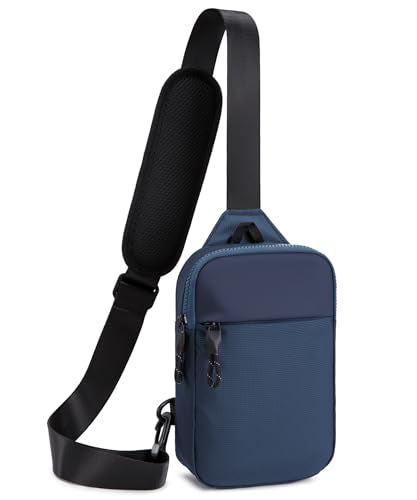 higouta Mini Sling Bag for Men Women, RFID Blocking Crossbody Backpack Casual Utility Chest Phone Bag for Travel Workout - color: Nave Blue