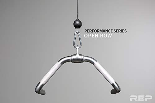 REP Fitness LAT Pulldown and Low Row Cable Machine Attachments and Functional Trainer Attachments – Curl Bar, D-Handle, Ankle Cuff, Tricep Rope, Sports Handle, Straight Bar, Row, Chinning Triangle - style: Open Rowing Attachment