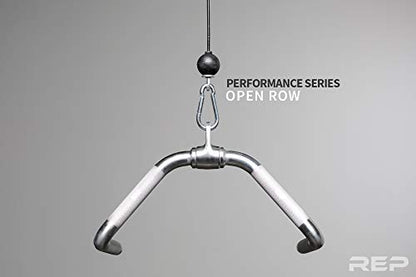 REP Fitness LAT Pulldown and Low Row Cable Machine Attachments and Functional Trainer Attachments – Curl Bar, D-Handle, Ankle Cuff, Tricep Rope, Sports Handle, Straight Bar, Row, Chinning Triangle - style: Open Rowing Attachment