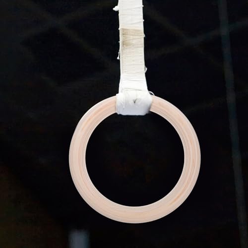 Wood Gymnastic Rings Set 2pcs with Straps for Pull up Strength Training Home Fitness Equipment for Men Full Body Workout