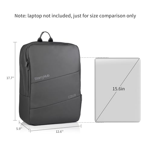 CZUR Business Travel Backpack for Men, Black Water Resistant Laptop Backpack, High Capacity Work Backpack Fits 17.3 Inch Laptop