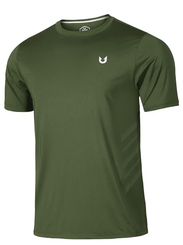 NORTHYARD Men's Workout Athletic Shirts Gym Running T-Shirts Tennis Quick Dry Short Sleeve Shirt Active Lightweight Sports - color: Armygreen, size: X-Large