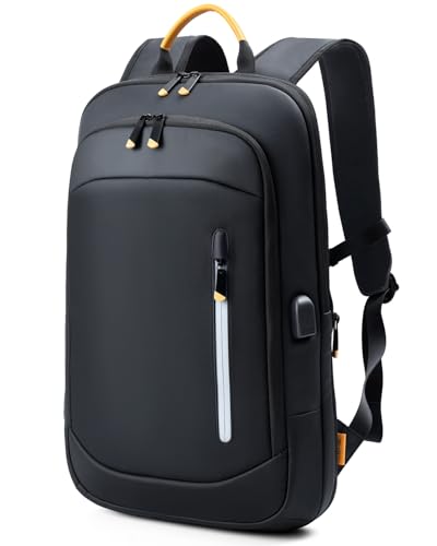 Slim Laptop Backpack for Men, 17.3 Inch Expandable Business Travel Backpack with USB Charging Port, Lightweight Work Computer Bag, Black - color: Black, size: 17.3 Inch
