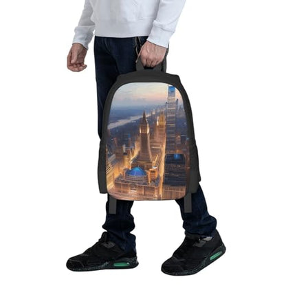 City Picture Night Cute Backpack For Women Men,Lightweight Laptop Backpack Shoulder Bag Waterproof Casual Daypack