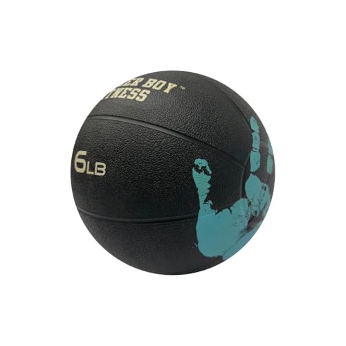 Medicine Ball with Handprint Design, Black, 2 lb to 20 lb, Strength and Core Training - size: 6 lb