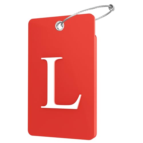 Gostwo 2 Pack Luggage Tags for Suitcases, 26 Initial Letter Travel Luggage Baggage Identification Labels ID Tag Fully Bendable Tags with Stainless Steel Loop (Red) (Letter L) - color: Red, size: Large L