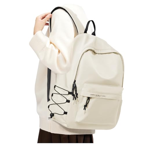 BJLFS Beige Backpack for School Women Girls, Waterproof Bookbag Cute High School Back Pack for Men Teen Boys, Lightweight Travel College Backpack Mochilas Escolares Para Casual Daypack Rucksack - color: White