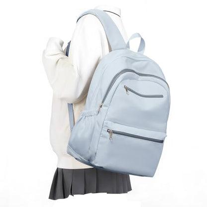 Lightweight School Backpack for Women Men, Multi Pocket Backpack for College Students, Waterproof Middle School Bags, Simple Bookbag for Teens Girls Boys, Blue - color: Blue