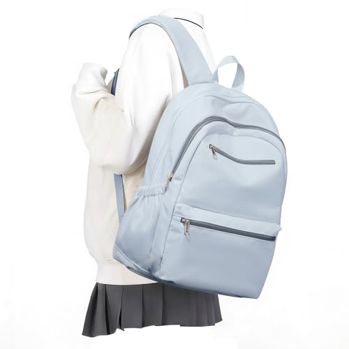 Lightweight School Backpack for Women Men, Multi Pocket Backpack for College Students, Waterproof Middle School Bags, Simple Bookbag for Teens Girls Boys, Blue - color: Blue