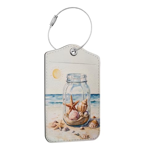 Starfish Tape Luggage Tag, Cute Suitcase Tags with Privacy Flap and Metal Loop, Luggage Tags for Suitcases, Identifiers Travel Essentials Bag Tag, Conch Starfish Gifts for Women Men Girls Mom Friends - color: Multicolored 1692